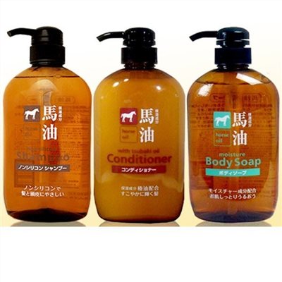 日本製 熊野油脂 馬油無矽靈洗髮精/潤髮乳/沐浴乳600ml